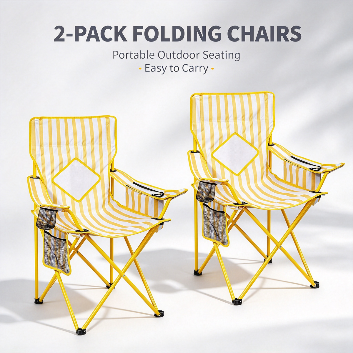 2-Pack Yellow Stripe Folding Chairs