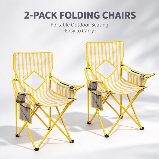 2-Pack Yellow Stripe Folding Chairs