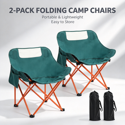 2-Pack Green Folding Camp Chairs