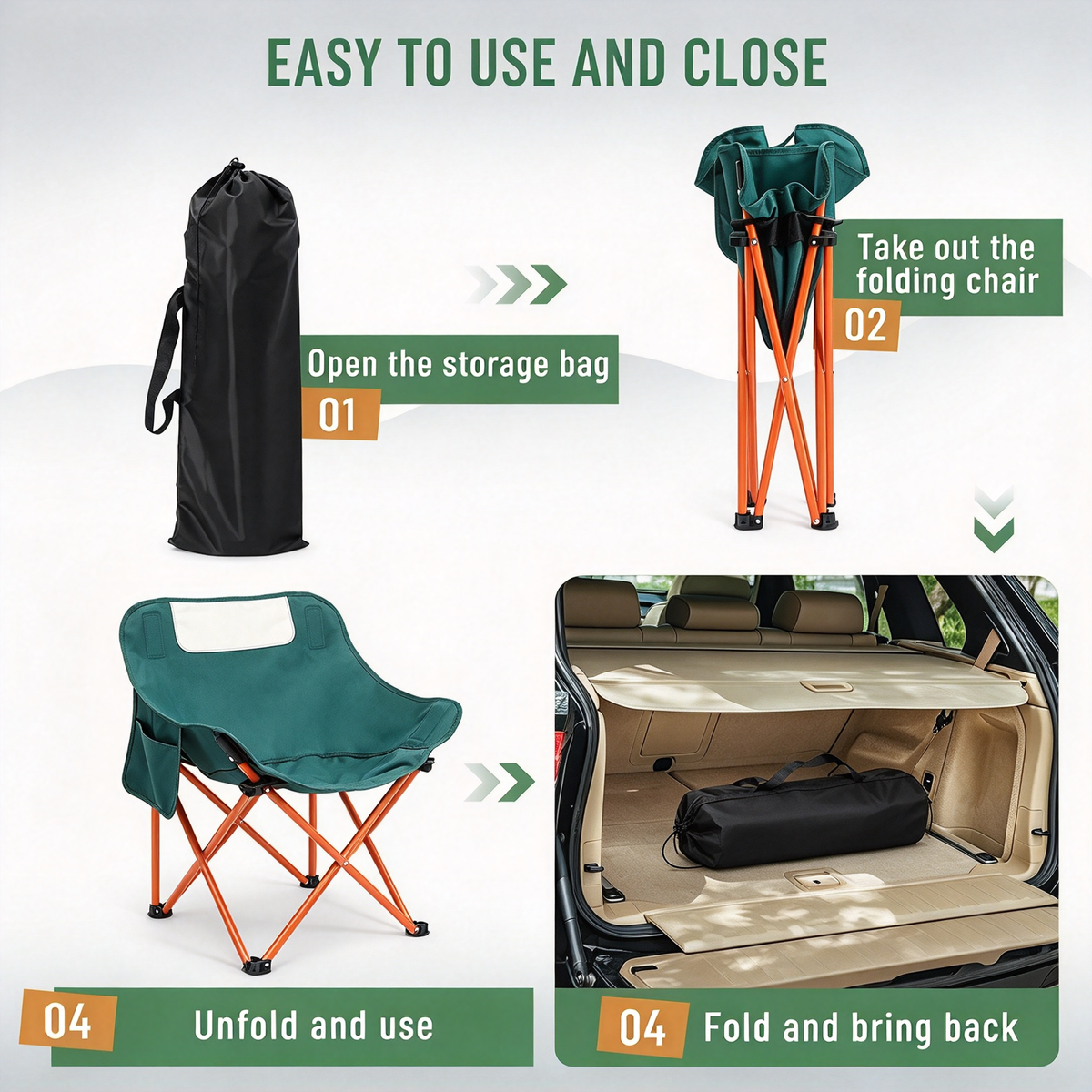 2-Pack Green Folding Camp Chairs