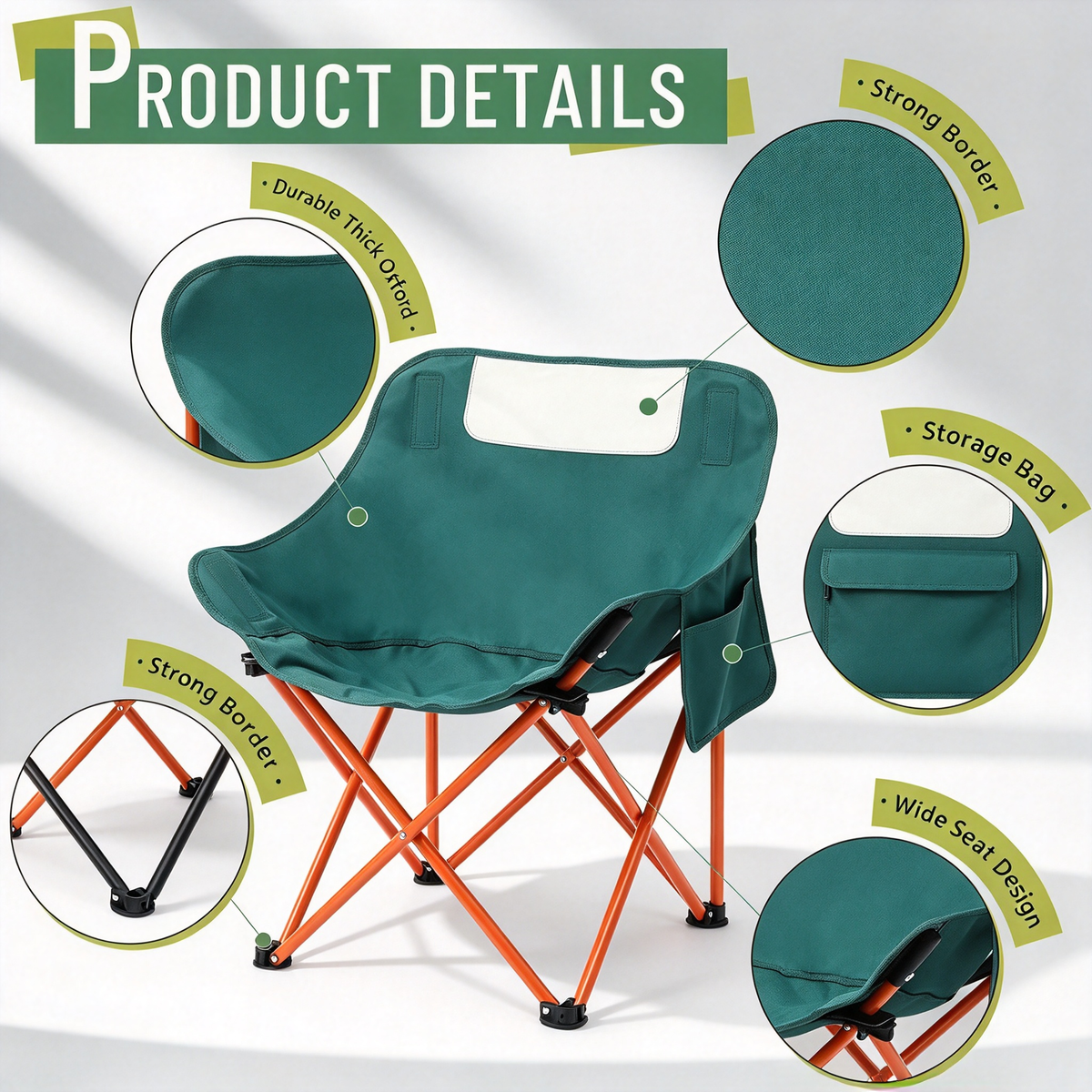 2-Pack Green Folding Camp Chairs